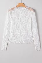 Lace Mesh Long Sleeve Top 🤍