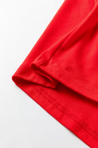 Fiery Red Foldover Off Shoulder Long Sleeve Slim Top