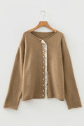 Lace Trim Cozy Cardigan 🤎