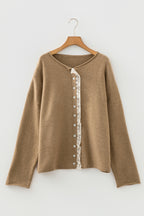 Lace Trim Cozy Cardigan 🤎