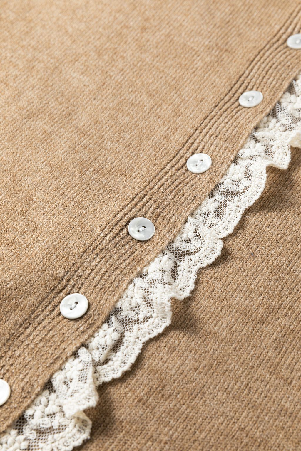 Lace Trim Cozy Cardigan 🤎